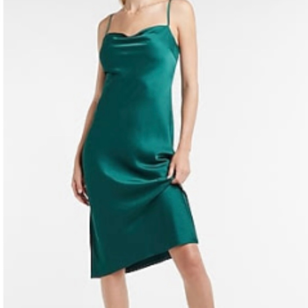 Satin Cowl Neck Midi Slip Dress, new with tag, never worn.
